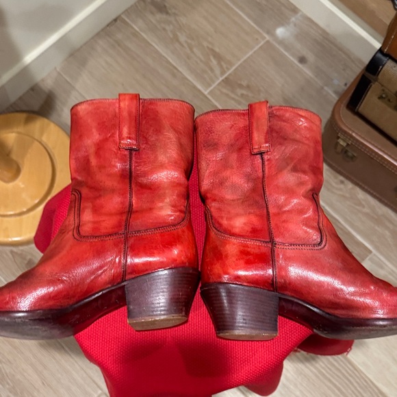 Cole Haan Red Leather Heeled Boots - Picture 5 of 10